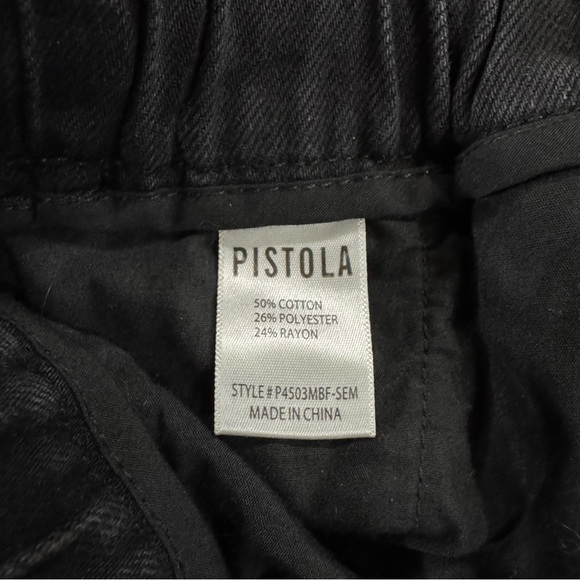 New! Pistola Cooper Salem Black Denim Paperbag Shorts Size Medium - Picture 6 of 8